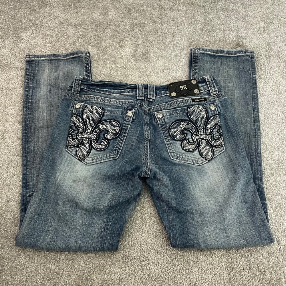 Miss Me Jeans Womens 31 Y2K Straight Embellished Denim